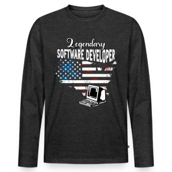 Software Developer US - Men's Premium Organic Long Sleeve Shirt - heather anthracite - Front - Nico (187cm)