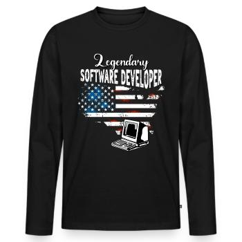 Software Developer US - Men's Premium Organic Long Sleeve Shirt - black - Front - Nico (187cm)