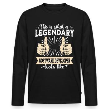 Legendary Software Developer - Men's Premium Organic Long Sleeve Shirt - black - Front - Nico (187cm)