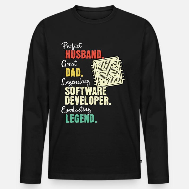 Software Developer Dad - Men's Premium Organic Long Sleeve Shirt - black