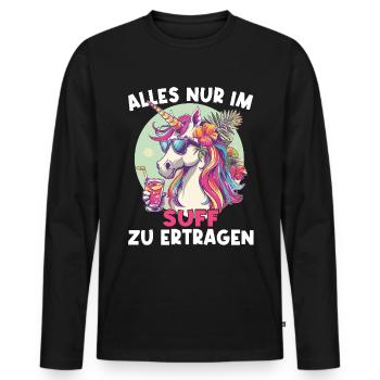 Buntes Erfrischendes Cocktail Einhorn - Männer Premium Bio Langarmshirt - Schwarz - Vorne - Nico (187cm)