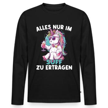 Buntes Erfrischendes Cocktail Einhorn - Männer Premium Bio Langarmshirt - Schwarz - Vorne - Nico (187cm)