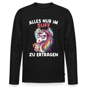 Buntes Erfrischendes Cocktail Einhorn - Männer Premium Bio Langarmshirt - Schwarz - Vorne - Nico (187cm)