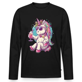 Buntes Erfrischendes Cocktail Einhorn - Männer Premium Bio Langarmshirt - Schwarz - Vorne - Nico (187cm)