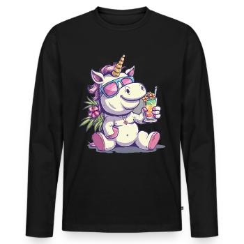 Buntes Erfrischendes Cocktail Einhorn - Männer Premium Bio Langarmshirt - Schwarz - Vorne - Nico (187cm)