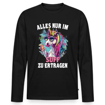 Buntes Erfrischendes Cocktail Einhorn - Männer Premium Bio Langarmshirt - Schwarz - Vorne - Nico (187cm)