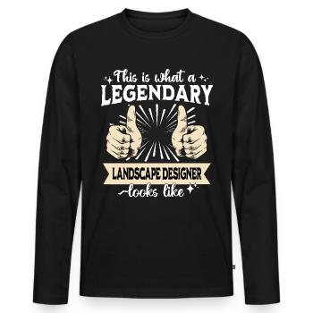 Paysagiste de légende - T-shirt manches longues Premium bio Homme - noir - Devant - Nico (187cm)