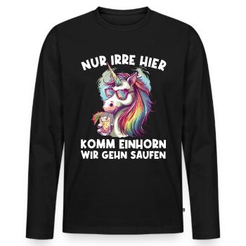 Erfrischendes Cocktail Einhorn Spruch - Männer Premium Bio Langarmshirt - Schwarz - Vorne - Nico (187cm)
