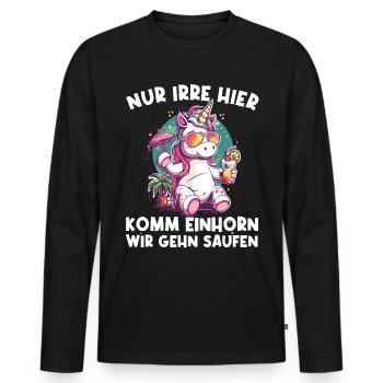 Erfrischendes Cocktail Einhorn Spruch - Männer Premium Bio Langarmshirt - Schwarz - Vorne - Nico (187cm)