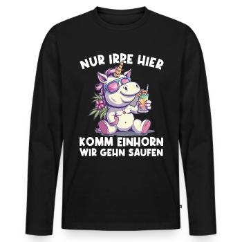 Erfrischendes Cocktail Einhorn Spruch - Männer Premium Bio Langarmshirt - Schwarz - Vorne - Nico (187cm)