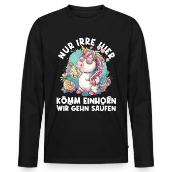 Erfrischendes Cocktail Einhorn Spruch - Männer Premium Bio Langarmshirt - Schwarz - Vorne - Nico (187cm)