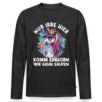 Refreshing Cocktail Unicorn Saying - Men's Premium Organic Long Sleeve Shirt - heather anthracite - Front - Nico (187cm)