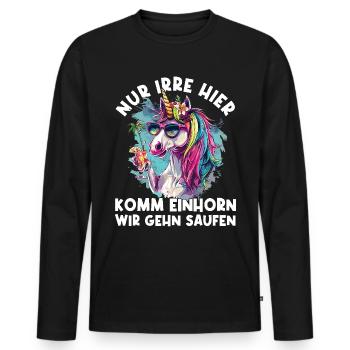 Erfrischendes Cocktail Einhorn Spruch - Männer Premium Bio Langarmshirt - Schwarz - Vorne - Nico (187cm)