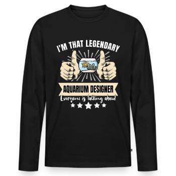Concepteur d’aquarium légendaire - T-shirt manches longues Premium bio Homme - noir - Devant - Nico (187cm)