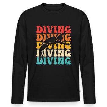 Water Sports Springboard Diver - Men's Premium Organic Long Sleeve Shirt - black - Front - Nico (187cm)