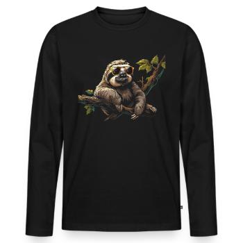 Sloth Office Work Colleague Funny - Men's Premium Organic Long Sleeve Shirt - black - Front - Nico (187cm)