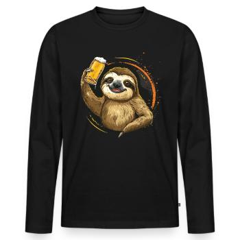 Buveur de bière de bière paresseux - T-shirt manches longues Premium bio Homme - noir - Devant - Nico (187cm)