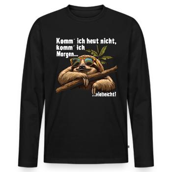 Sloth Office Work Colleague Funny - Men's Premium Organic Long Sleeve Shirt - black - Front - Nico (187cm)