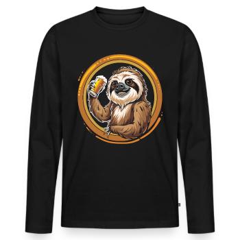 Buveur de bière de bière paresseux - T-shirt manches longues Premium bio Homme - noir - Devant - Nico (187cm)