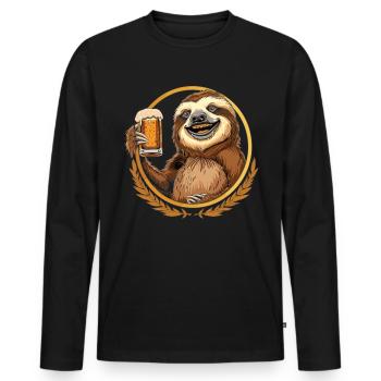 Buveur de bière de bière paresseux - T-shirt manches longues Premium bio Homme - noir - Devant - Nico (187cm)