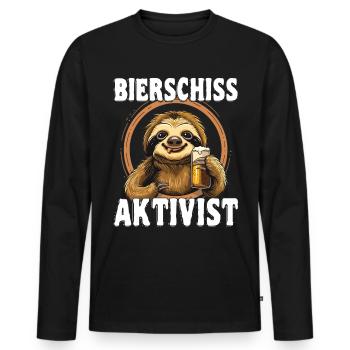 "Bierschiss Aktivist" - Faultier Bier - Männer Premium Bio Langarmshirt - Schwarz - Vorne - Nico (187cm)