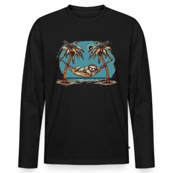 Sloth Hammock, Beach, Chill - Men's Premium Organic Long Sleeve Shirt - black - Front - Nico (187cm)