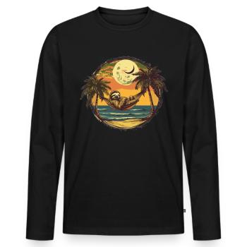 Paresseux Hamac, Plage, Chill - T-shirt manches longues Premium bio Homme - noir - Devant - Nico (187cm)