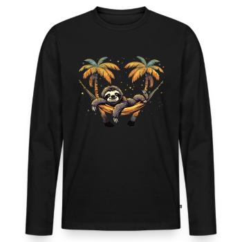 Paresseux Hamac, Plage, Chill - T-shirt manches longues Premium bio Homme - noir - Devant - Nico (187cm)