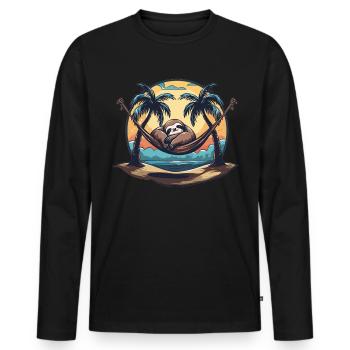 Sloth Hammock, Beach, Chill - Men's Premium Organic Long Sleeve Shirt - black - Front - Nico (187cm)