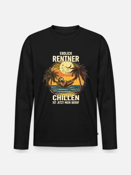 "Finally Pensioner" Chilling Sloth - Men's Premium Organic Long Sleeve Shirt - black