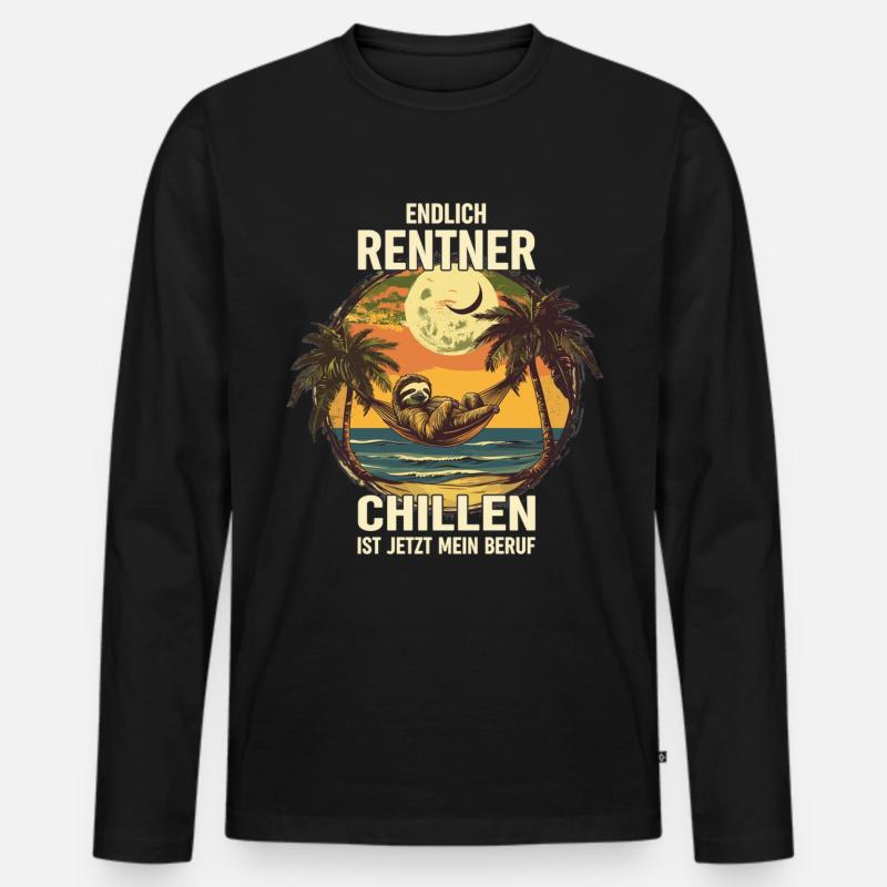"Endlich Rentner" Chillen Faultier - Männer Premium Bio Langarmshirt - Schwarz