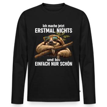 Büro Humor Langschläfer Faultier - Männer Premium Bio Langarmshirt - Schwarz - Vorne - Nico (187cm)