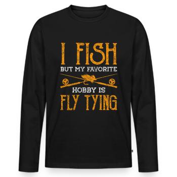 Montage de mouches Pêche à la mouche - T-shirt manches longues Premium bio Homme - noir - Devant - Nico (187cm)