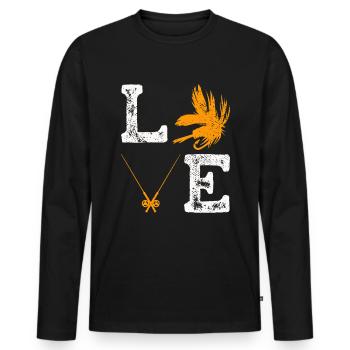 Montage de mouches Pêche à la mouche - T-shirt manches longues Premium bio Homme - noir - Devant - Nico (187cm)