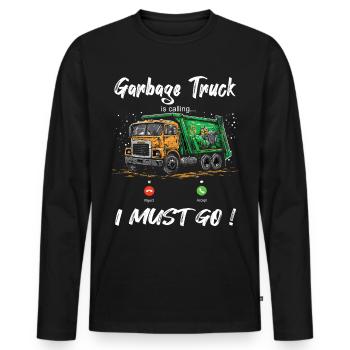 Garbage truck driver for sanitation workers - Men's Premium Organic Long Sleeve Shirt - black - Front - Nico (187cm)