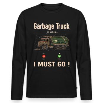 Garbage truck driver for sanitation workers - Men's Premium Organic Long Sleeve Shirt - black - Front - Nico (187cm)