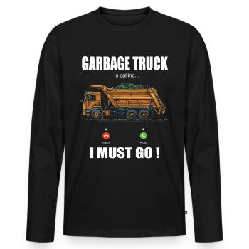 Garbage truck driver for sanitation workers - Men's Premium Organic Long Sleeve Shirt - black - Front - Nico (187cm)
