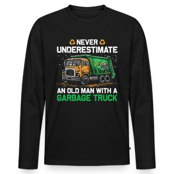 Garbage truck driver for sanitation workers - Men's Premium Organic Long Sleeve Shirt - black - Front - Nico (187cm)