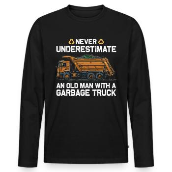 Garbage truck driver for sanitation workers - Men's Premium Organic Long Sleeve Shirt - black - Front - Nico (187cm)