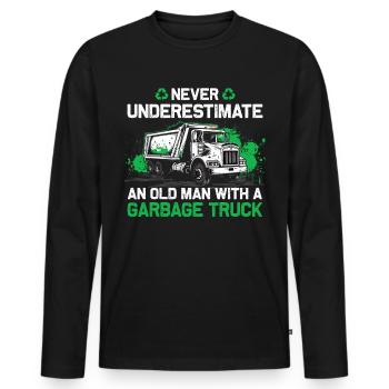 Garbage truck driver for sanitation workers - Men's Premium Organic Long Sleeve Shirt - black - Front - Nico (187cm)