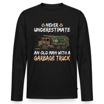 Garbage truck driver for sanitation workers - Men's Premium Organic Long Sleeve Shirt - black - Front - Nico (187cm)