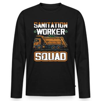 Garbage truck driver for sanitation workers - Men's Premium Organic Long Sleeve Shirt - black - Front - Nico (187cm)