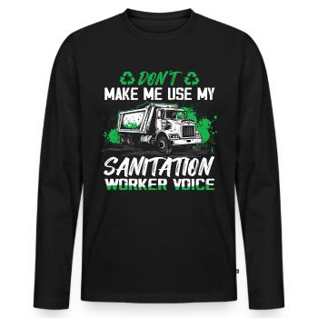Garbage truck driver for sanitation workers - Men's Premium Organic Long Sleeve Shirt - black - Front - Nico (187cm)