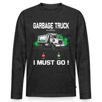 Garbage truck driver for sanitation workers - Men's Premium Organic Long Sleeve Shirt - heather anthracite - Front - Nico (187cm)