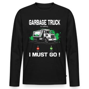 Garbage truck driver for sanitation workers - Men's Premium Organic Long Sleeve Shirt - black - Front - Nico (187cm)