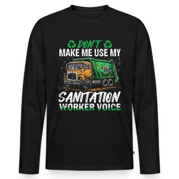 Garbage truck driver for sanitation workers - Men's Premium Organic Long Sleeve Shirt - black - Front - Nico (187cm)