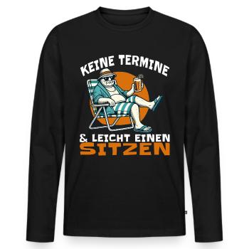 Keine Termine und leicht einen sitzen - Männer Premium Bio Langarmshirt - Schwarz - Vorne - Nico (187cm)