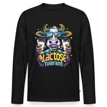 Lactose tolerant - Men's Premium Organic Long Sleeve Shirt - black - Front - Nico (187cm)
