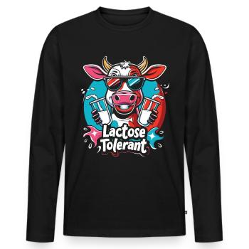 Lactose tolerant - Men's Premium Organic Long Sleeve Shirt - black - Front - Nico (187cm)