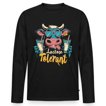 Lactose tolerant - Men's Premium Organic Long Sleeve Shirt - black - Front - Nico (187cm)